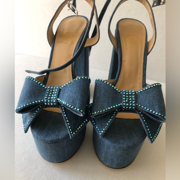 Nalebe by Amina Means upendi platform heels in denim size 38.5 - Picture 3 of 10